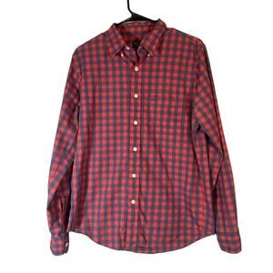 Abercrombie & Fitch Men’s Red Blue Plaid Long Sleeve Button Up Shirt Size Medium